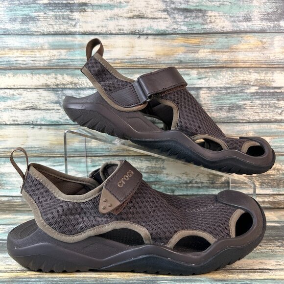 CROCS Other - Crocs Sport Sandals Mens Size 8 Brown Mesh Adjustable Strap Outdoor Water Shoe
